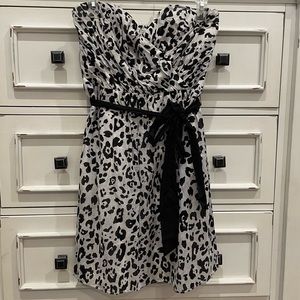 Express Strapless Leopard Print Dress